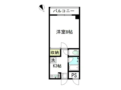 グリーンヒル彦三(1K/6階)の間取り写真