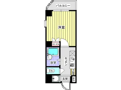 オプティマルレジデンス(1K/2階)の間取り写真