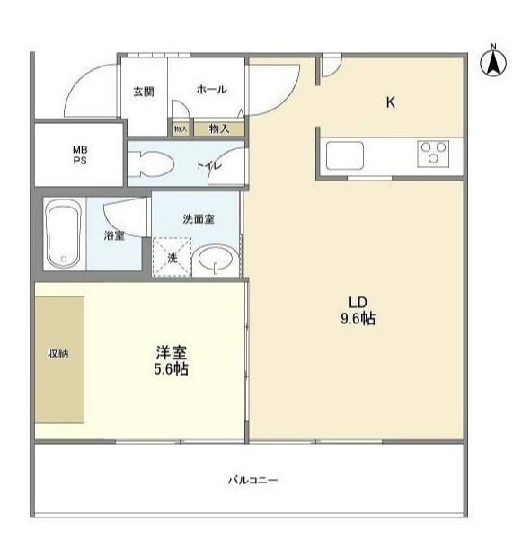 渓山館N棟(1LDK/3階)の間取り写真