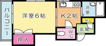 朝日ハイツ(1K/4階)の間取り写真