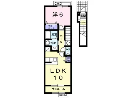 アヴェニールII(1LDK/2階)の間取り写真
