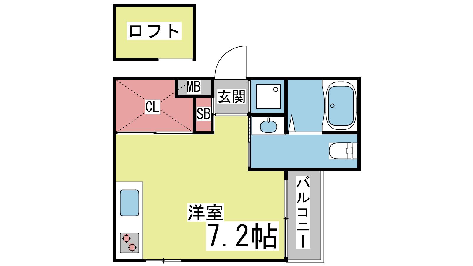 シティフラット灘(ワンルーム/2階)の間取り写真