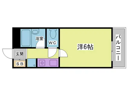 第6パークビル(ワンルーム/1階)の間取り写真