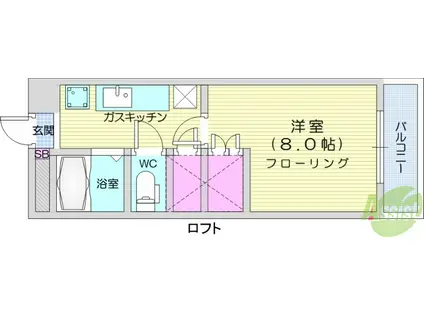 ASSAM(1K/1階)の間取り写真