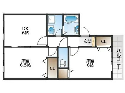 ファミーユ辰巳C棟(2DK/1階)の間取り写真