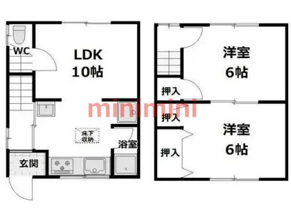 コーポくすのき(2LDK/2階)の間取り写真
