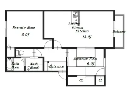パセオみささぎ(2LDK/2階)の間取り写真