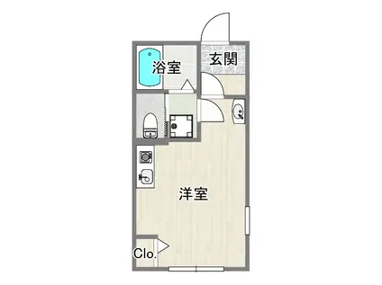単身アパート堀ノ内AGORA三春町(ワンルーム/1階)の間取り写真