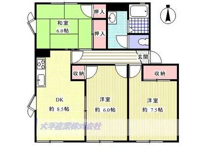 サンシャトーレARIYOSHI A(3DK/1階)の間取り写真