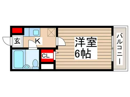 シャンバラ三郷(1K/2階)の間取り写真