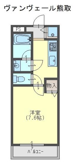 ヴァンヴェール熊取(1K/1階)の間取り写真