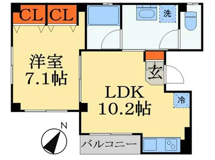 RESIDENCE JOHOKU(1LDK/4階)の間取り写真