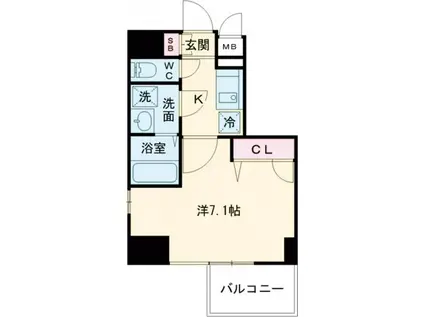 エスプレイス神戸ウエストモンターニュ(1K/6階)の間取り写真