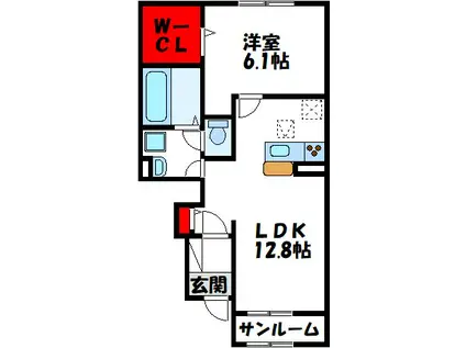 カレント・ヴィラ(1LDK/1階)の間取り写真