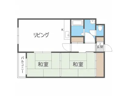 サン山の手(2LDK/4階)の間取り写真