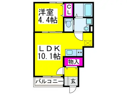 アーバンフォレスト泉大津(1LDK/1階)の間取り写真