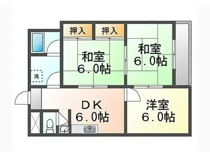 桜町ハイツ(3DK/1階)の間取り写真