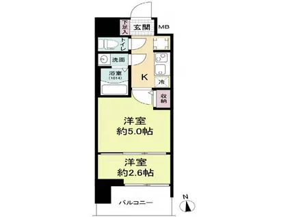 セレニテ難波グランデノール(2K/4階)の間取り写真