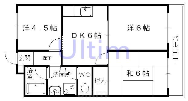シュロスインレット(3DK/2階)の間取り写真