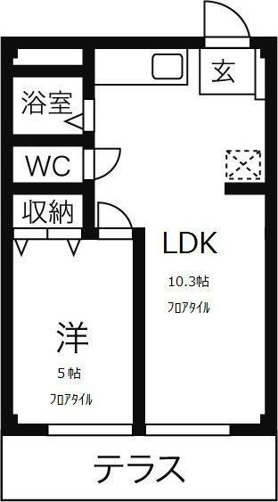 アールイーステージ刈谷(1LDK/1階)の間取り写真