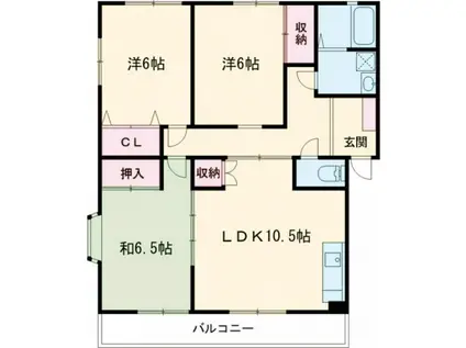 スカイハイツ(3LDK/1階)の間取り写真