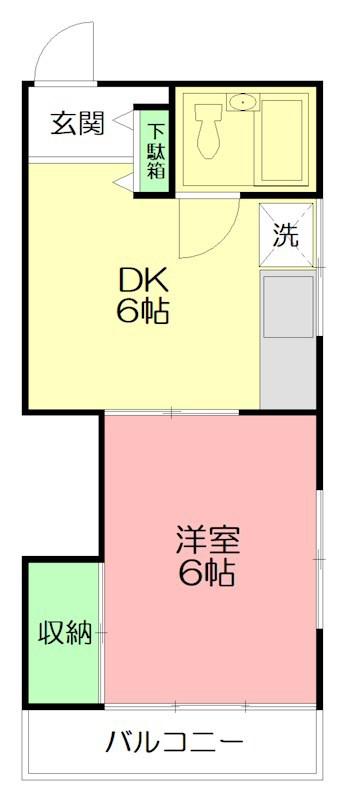 第2メゾン城山(1DK/1階)の間取り写真