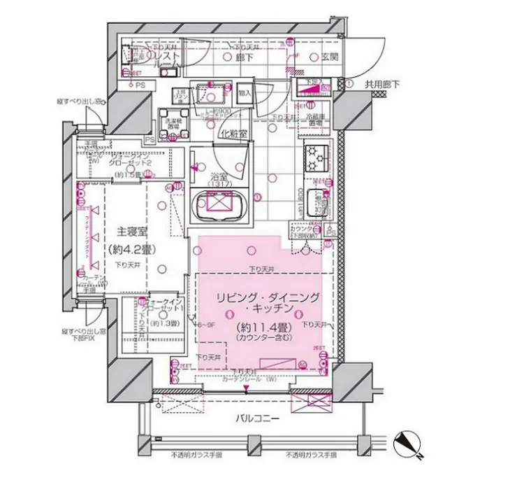 ピアース赤坂 7階階 間取り