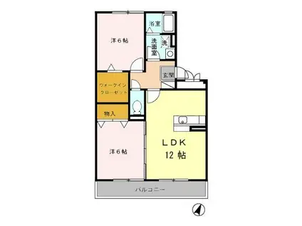 リヴィエール(2LDK/3階)の間取り写真