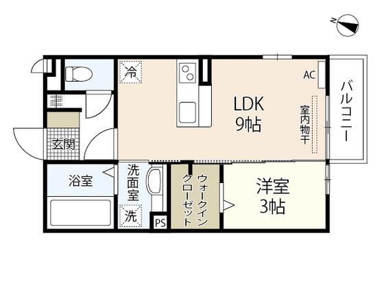 サンドルフ高須(1LDK/1階)の間取り写真