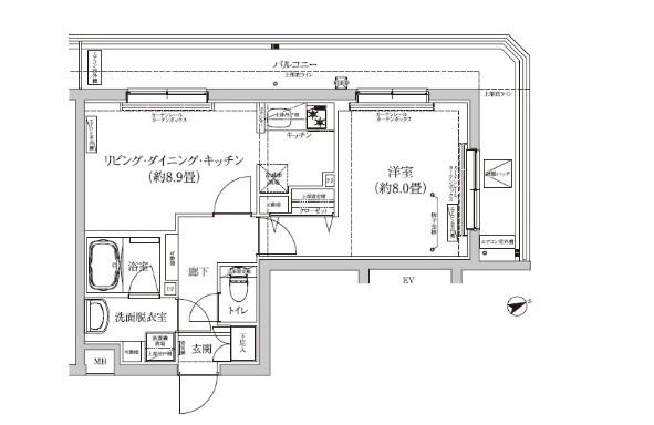 アイルグランデ品川(1LDK/5階)の間取り写真
