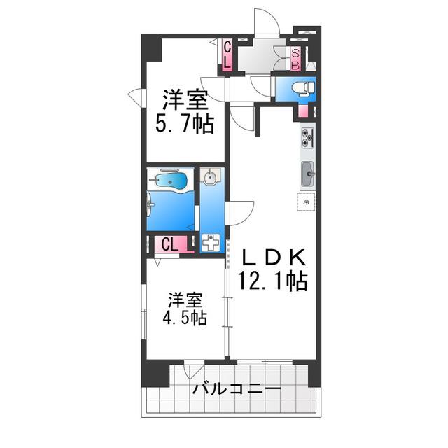 プレステージ12番館(2LDK/6階)の間取り写真