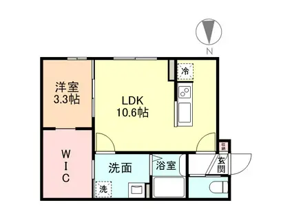 グランスイート森 B棟(1LDK/1階)の間取り写真