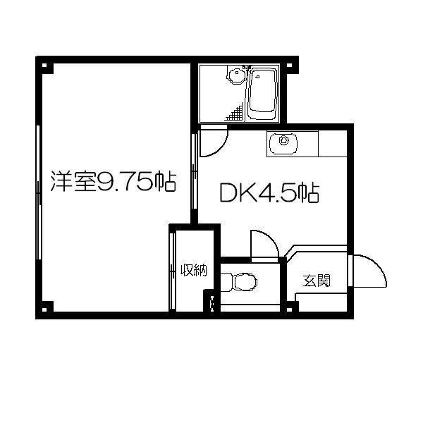 ピュアビル(1DK/3階)の間取り写真