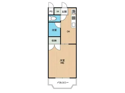 フェリーチェカーサ島崎(1DK/2階)の間取り写真