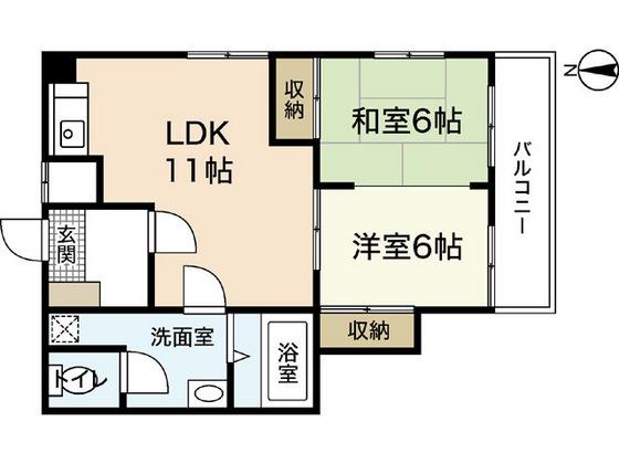 メゾンアルカディア(2LDK/4階)の間取り写真