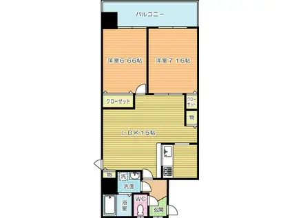 エリアグリーン(2LDK/7階)の間取り写真