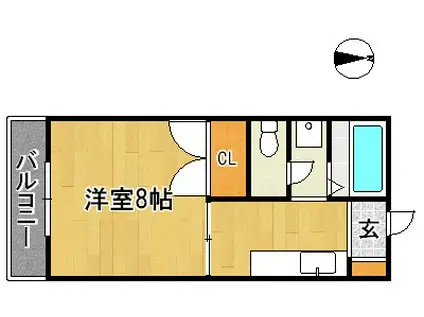 ラミエーヌ(1K/2階)の間取り写真