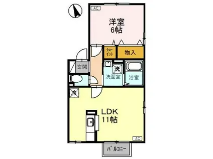 セジュール季(1LDK/2階)の間取り写真