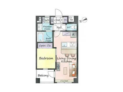 エスポワール銀座東(1LDK/8階)の間取り写真