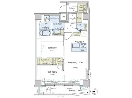 CEDAR PLAZA目黒本町 シダープラザ(2LDK/4階)の間取り写真