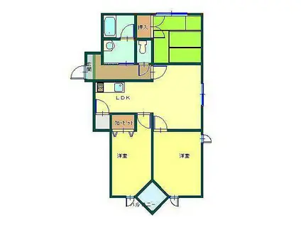 ビューネ駅南(3LDK/1階)の間取り写真