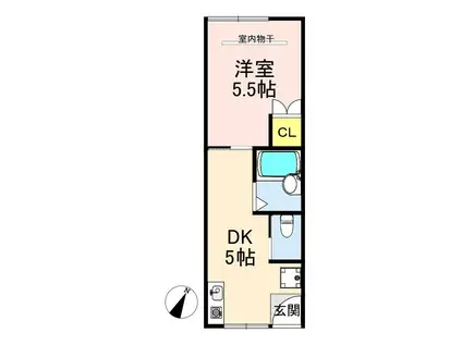 西原コーポ(1DK/1階)の間取り写真