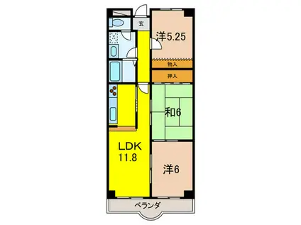 ラヴールイナダ(3LDK/3階)の間取り写真