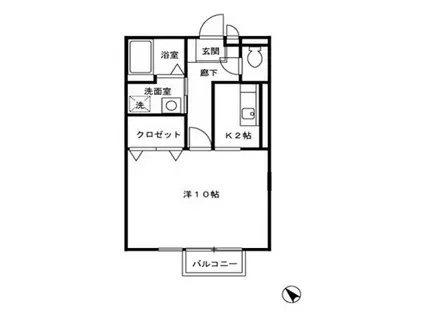 アメジストセージ(1K/1階)の間取り写真