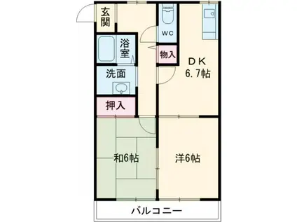 トマセイア(2LDK/2階)の間取り写真