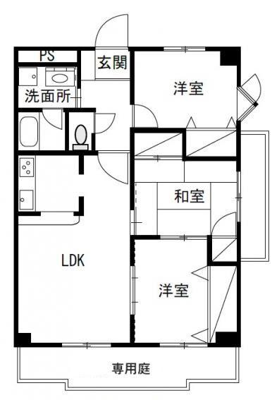 エーペックス宇多津(3LDK/1階)の間取り写真