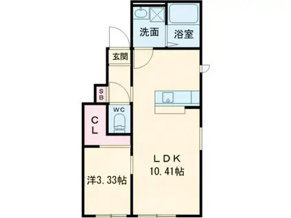 RAMBLE A棟(1LDK/1階)の間取り写真