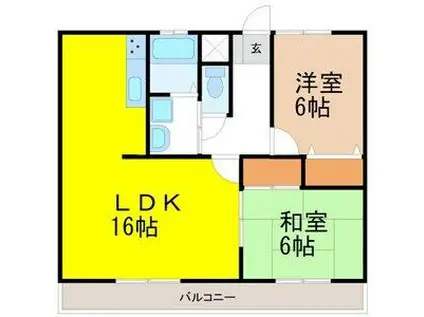 ラフィーネ六名(2LDK/2階)の間取り写真