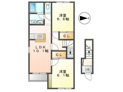 マシェリ(2LDK/2階)の間取り写真