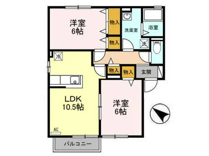 レジデンス花沢(2LDK/1階)の間取り写真